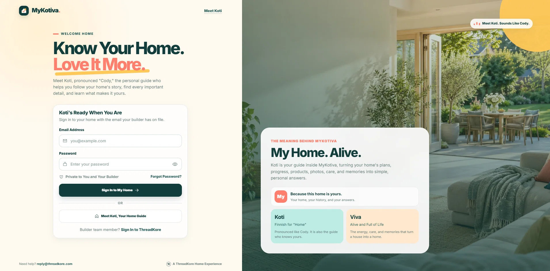 myKotiva website welcome and sign-in preview. Coming Q4 2026.