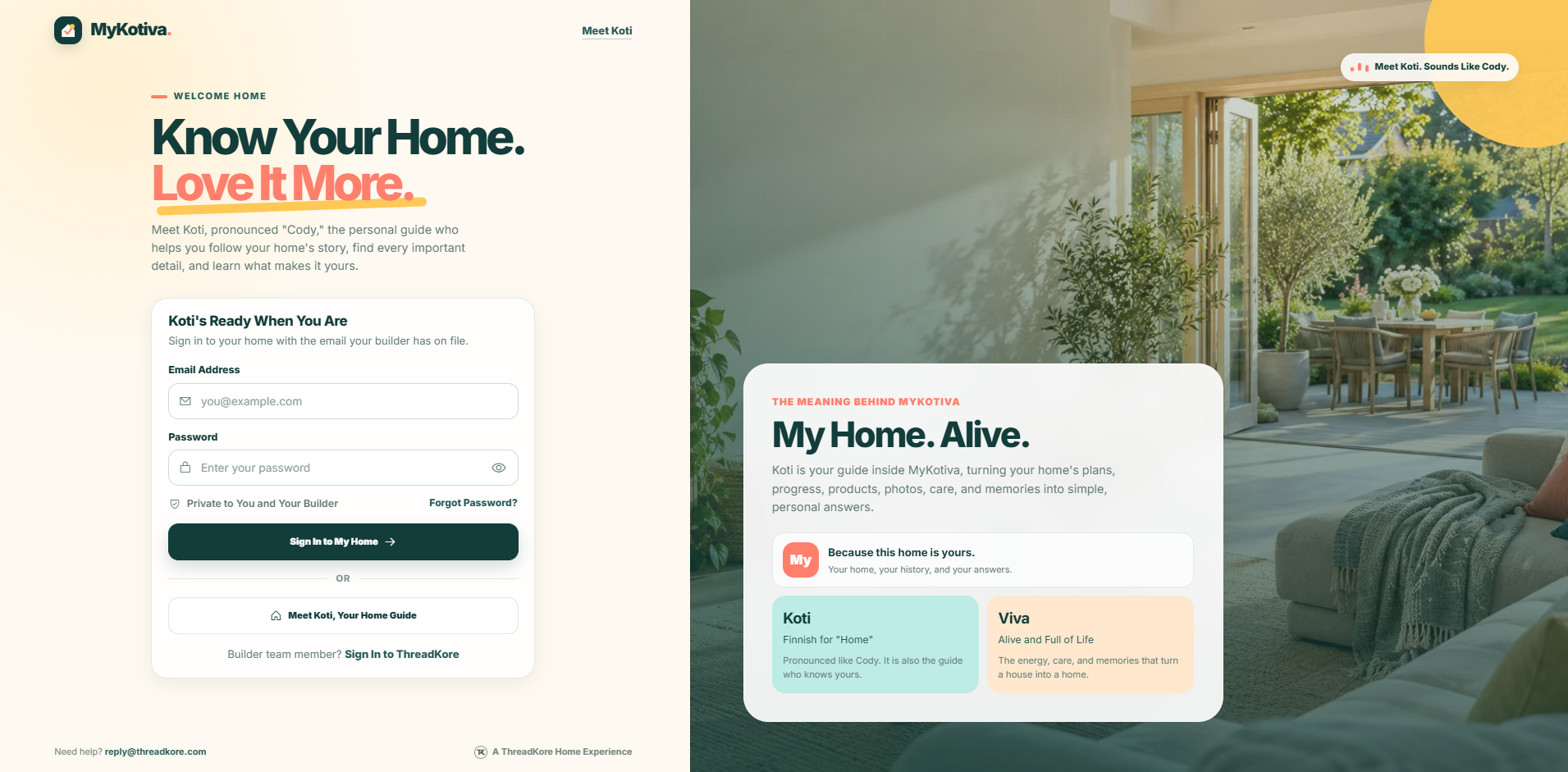 MyKotiva website welcome and sign-in preview. Coming Q4 2026.